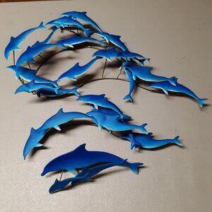 Vintage Dolphin Metal Sculpture Wall Art Decor 3 Pcs RARE MCM Mid-Century Modern